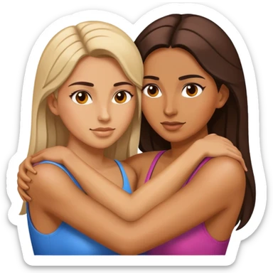 Zwei Frauen die sich umarmen um kraftvoll schenken  sticker