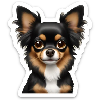 Black and brown long haired chihuahua with three legs  sticker
