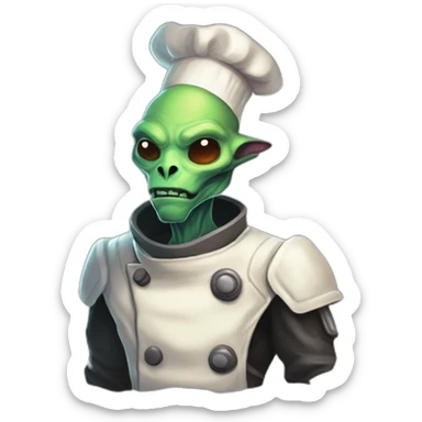 alien chef scifi roguelike rpg style inspired by slay the spire digital art sticker