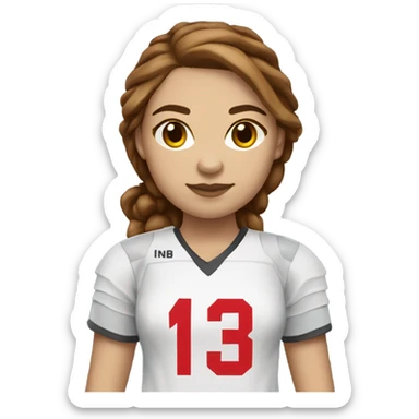 Lacrosse player girl brown hair light skin red number 13 jersey  sticker