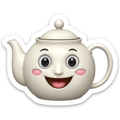 a teapot with eyes and mouth sticker