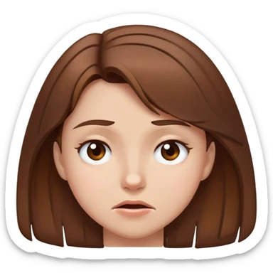 A girl with brown hair squinting like she’s defeated  sticker