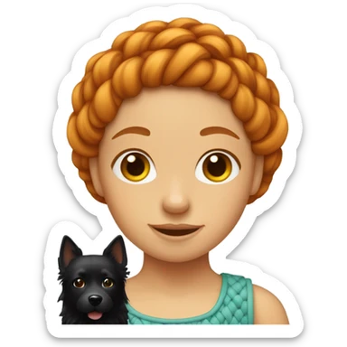 Ginger girl w braided hair and BLACK spitz sticker