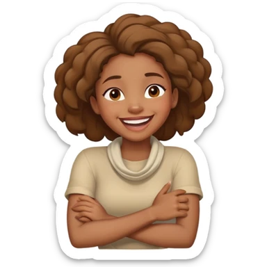 black girl arms crossed around her neck laughing sticker