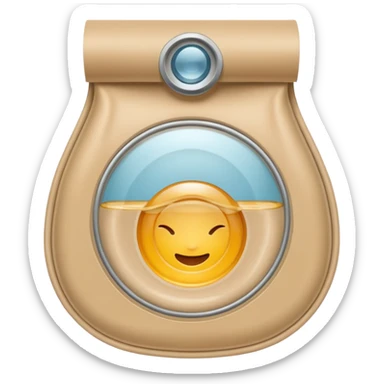 ostomy bag in beige with a circle in the middle sticker