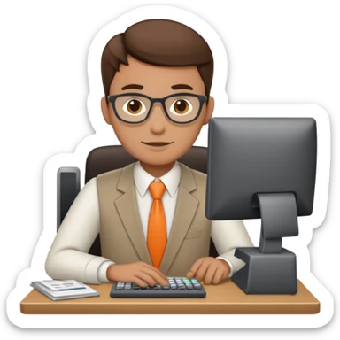 imagenes de una contador en caricatura, con una computadora y mencione conta 365 sticker