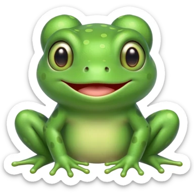 simple kawaii frog whole body, very simple dot eyes, vey big pupils sticker