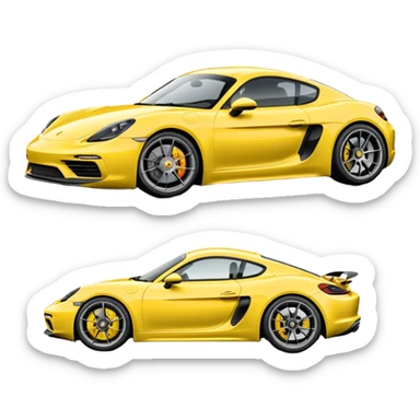 Matte White colored exterior 2024 Porsche 718 Cayman GTS 4.0 with "yellow ceramic brake calipers" only and dark silver anthracite rims sticker