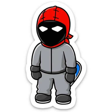 robber in a red ski mask sticker
