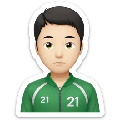 llustrate Cho Sang-woo (Player 218) in green tracksuit with the number 218 bold on the chest & sleeves. sticker