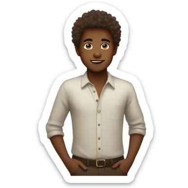 Brown skin boy with fluffy hair sticker