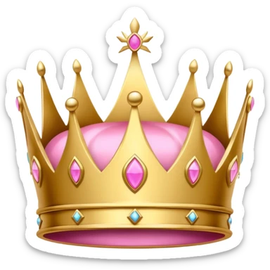A luxurious golden crown with pink accents and elegant details, a prominent empty space or cutout in the center sticker