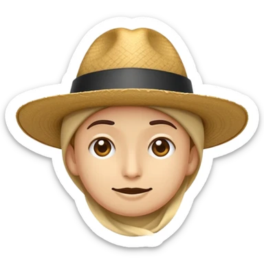 Haz un emoji de una persona mirando de frente con un sombrero negro una nariz muy larga y un rulo largo bajando de su parte siquiera y otro en la derecha sticker