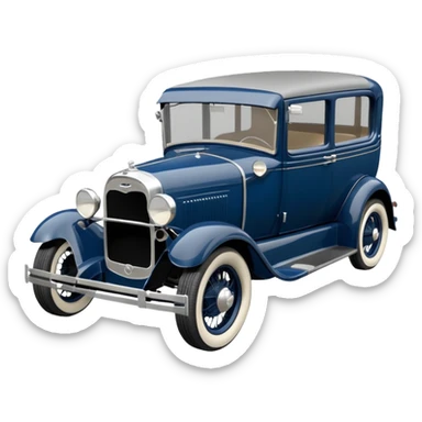 1929 Ford model A town sedan fordor dark blue with grey pinstripe sticker