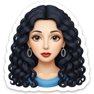 Cher with long curly hair sticker