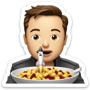 Elon musk eats a small rocket sticker