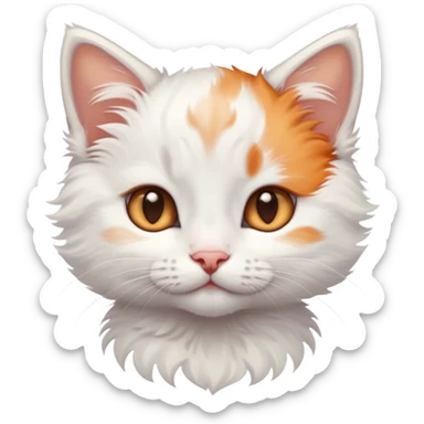 White kitten with some ginger on its head sticker