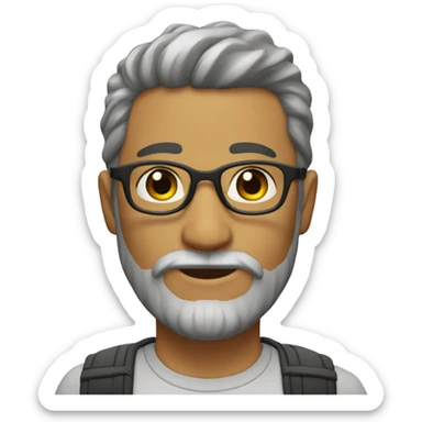 Enoji rotund cu ochelari si barba sticker