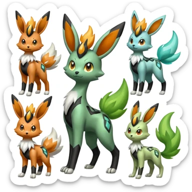Meloetta-Zygarde-Flareon-Electrike-Virizion-Manectric-Fakémon-fusion, full body sticker