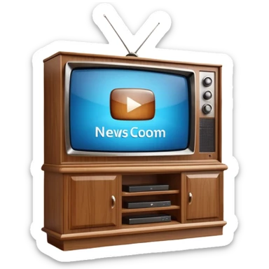 modern tv with news channel on it standing on a super luxurious wooden cupboard sticker