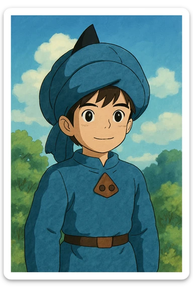 A boy brown hair black eyes turbi x costume sticker