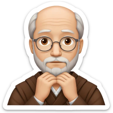 philosopher inspired by Maurice Merleau-Ponty, no glasses, hands under chin sticker