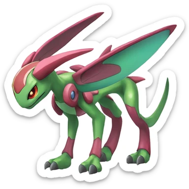 Anthro Cool Edgy Legendary Colorful Shy Shiny Fakemon-Pokémon-Genesect-Flygon-Fantasy-Creature With Full Body Detailed High Quality sticker