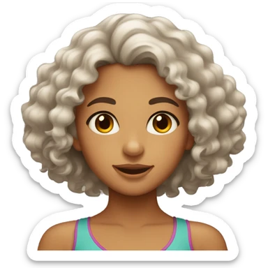 A girl with curly hair and brown eyes and tanned skin from North Africa  sticker