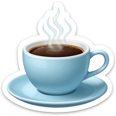 coffee cup and saucer in the colour light blue sticker