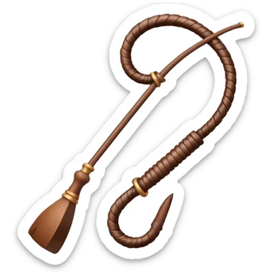 cowboy whip object icon, coiled leather whip, wooden handle, western style, 3D cartoon, mobile game icon style, centered, clean background, soft shadow, no text, no watermark
 sticker