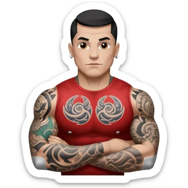 tattoo man, white skintone, more highlight the tattoo, body builder, heavy tattoos on fully chest, more tattoos on the body, more visible tattoo, big tattoos, tattoos on face. sticker