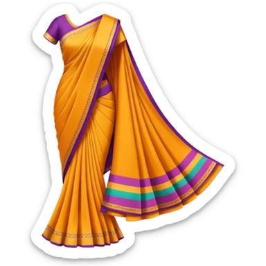 A 3D cartoon folded saree with matching blouse piece beside it, bright fabric texture, soft shadow, Memoji-style realism. sticker