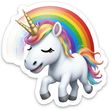 Unicorn dancing under rainbow  sticker