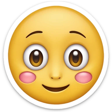 A round yellow emoji face with big eyes, a small smile, and a drop of drool coming from its mouth, in the style of modern phone emojis, clean vector design, flat shading, centered on a plain white background. sticker