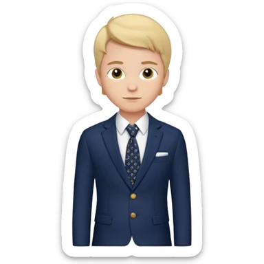 Young man, tailored trousers, a crisp button-down shirt, a blazer, and tie

 sticker