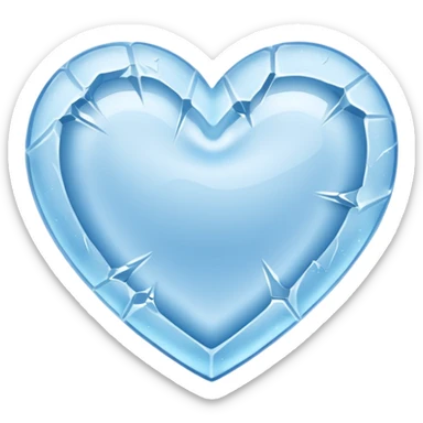a flat heart that appears to be chiseled from a block of ice. Frost seems to grow on it sticker