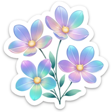 Pastel iridescent transparent luminescent aesthetic flowers sticker