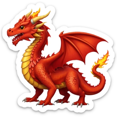 a red wales dragon with breathing fire sticker