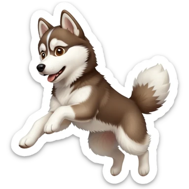 husky dog jumping in the air sticker