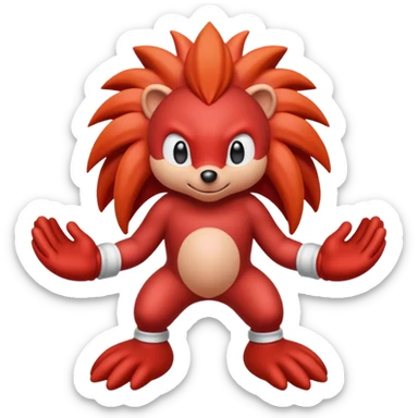 Sonic the hedgehogs friend knuckles a red animal with peach arms and white gloves sticker