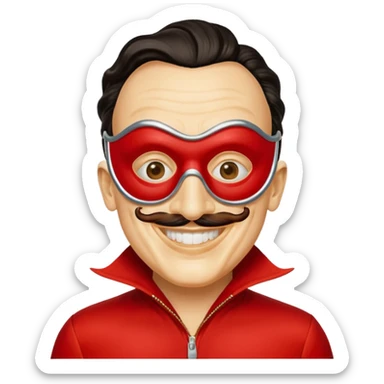 Emoji de la película La casa de papel máscara y la ropa rojo y la máscara color crema  realista  sticker