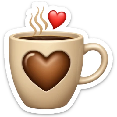 Brown heart and coffee cup inside sticker
