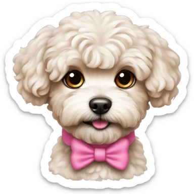 maltipoo dog with pink  sticker