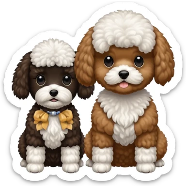 2 dogs. One is a mini poodle brown and the other one is a shitzu black with minimal white. sticker
