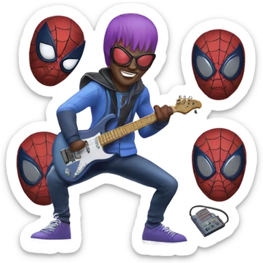 Spider-man playing electro guitar, Iroquois, punk sticker