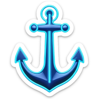 A neon futuristic cyberpunk anchor outline, that would be made of neon tubing on a sign sticker