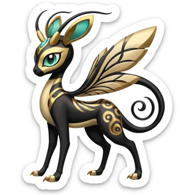  Egyptian Smooth Soft Glossy Tribal Exotic Colorful Tropical Meloetta-Venom-Heliolisk-Helioptile-fusion, full body, tribal markings  sticker