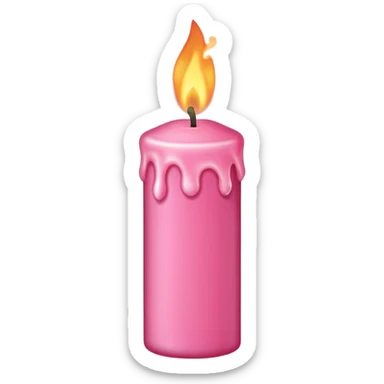 Draw a pink candle with a flame on it at an angle of 15 degrees from the horizontal. sticker