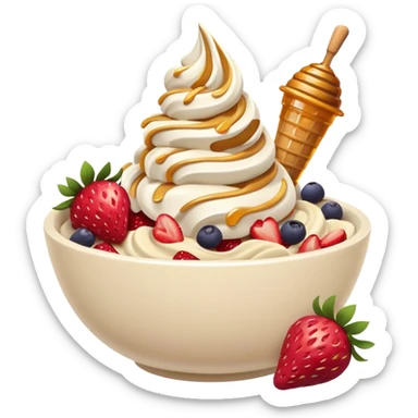 acai soft serve in a bowl either strawberries and granola sticker