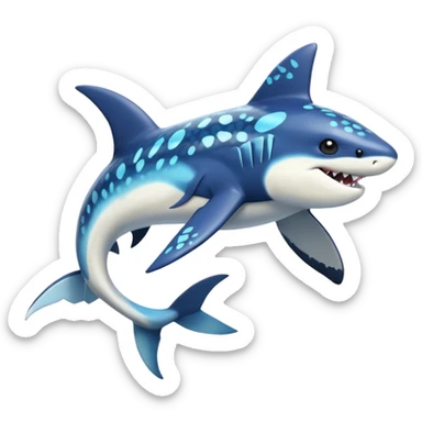 Black and white smooth glossy soft hot spotted Dialga-Orca-Shark-Garchomp-Vaporeon-Pokémon-Fakémon-fusion-hybrid-creature (full body), 4-legged,  sticker